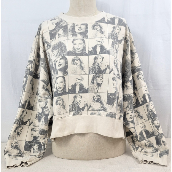 Taylor Swift Eras Tour Sweatshirt L Photo Collage Crewneck Official Merch Beige - Picture 1 of 6